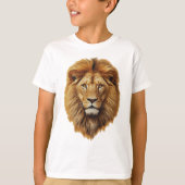 Lion Face Kids T-Shirt | Cute Jungle Animal Tee Tシャツ (正面)