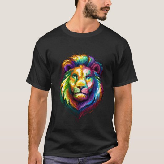 Lion Face Rainbow Painting Tシャツ (正面)