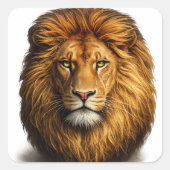 Lion Face Stickers & Labels | Cute Animal Decals スクエアシール (正面)