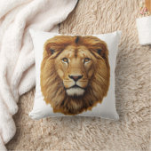 Lion Face Throw Pillow | Cute Jungle Animal Cushio クッション (ブランケット)