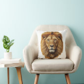 Lion Face Throw Pillow | Cute Jungle Animal Cushio クッション (椅子)