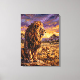 Lion Family at Sunset – Materic Fine Art Wildlife  キャンバスプリント