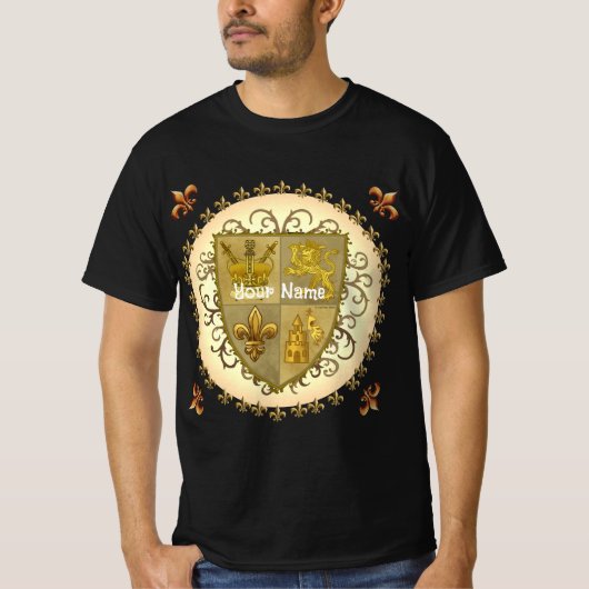 Lion Family Crest Surname Tシャツ (正面)