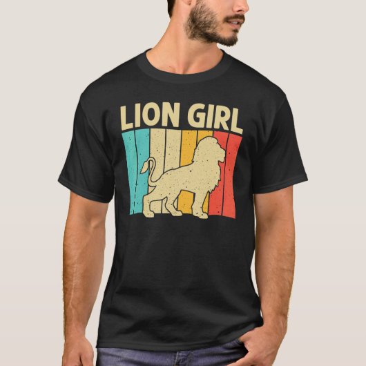 Lion For Girls Kid African Safari Zoo Animal Retro Tシャツ (正面)