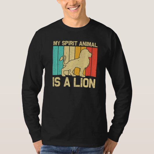 Lion For Men Women African Safari Zoo Animal Retro Tシャツ (正面)