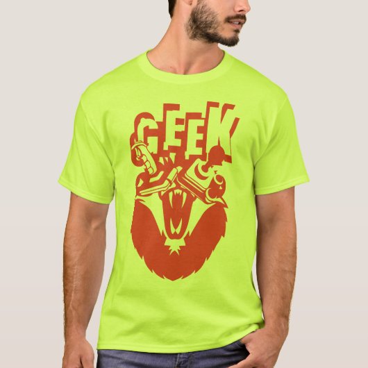 lion geek manette jeux joystick video  tシャツ (正面)