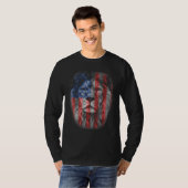 Lion Head Graphic American Patriotic Lion USA Flag Tシャツ (正面フル)