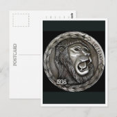 Lion. Hobo nickel coin. Postcard ポストカード (正面/裏面)
