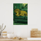 Lion Illustration Print Serene Indoor Setting ポスター (キッチン)