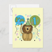 Lion I'm 1 First誕生日Tシャツ&ギフト 案内ポストカード (正面/裏面)