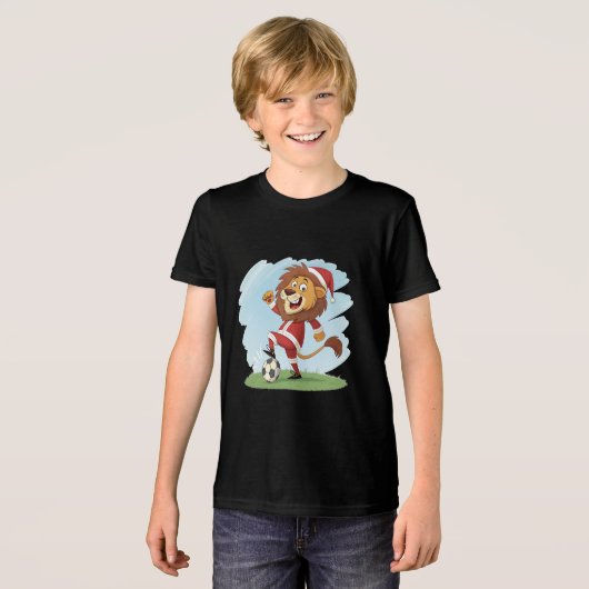 Lion in Christmas costume and soccer ball トライブレンドＴシャツ (正面全面)