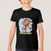 Lion in Christmas costume and soccer ball トライブレンドＴシャツ (正面)