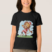 Lion in Christmas costume and soccer ball トライブレンドＴシャツ (正面)