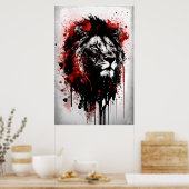 Lion Ink Painting ポスター (キッチン)