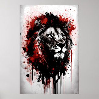 Lion Ink Painting ポスター