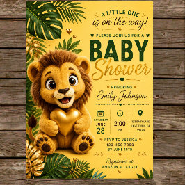 Lion Jungle Safari Baby Shower 招待状