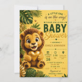 Lion Jungle Safari Baby Shower 招待状 (正面)