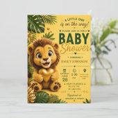 Lion Jungle Safari Baby Shower 招待状 (スタンド正面)