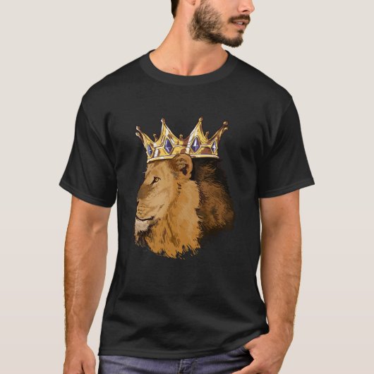 Lion King Crown Big Cat Africa Safari Family Tシャツ (正面)
