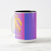 Lion King Mug - Golden Lion with Crown Coffee Mug ツートーンマグカップ (正面左)