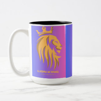 Lion King Mug - Golden Lion with Crown Coffee Mug ツートーンマグカップ