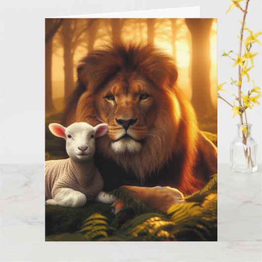LION & LAMB Christian Blank Greeting Card カード (黄色い花)