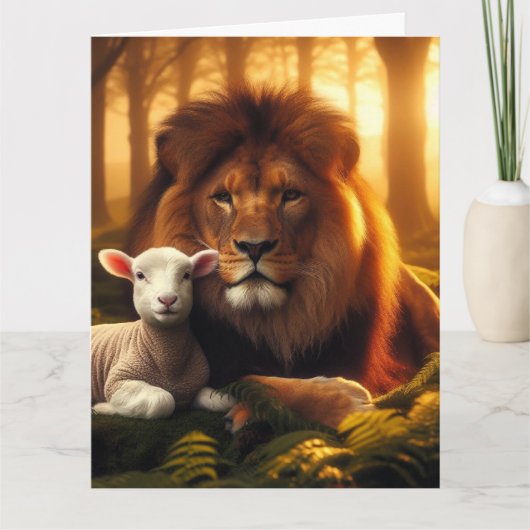 LION & LAMB Christian Blank Greeting Card カード (正面)