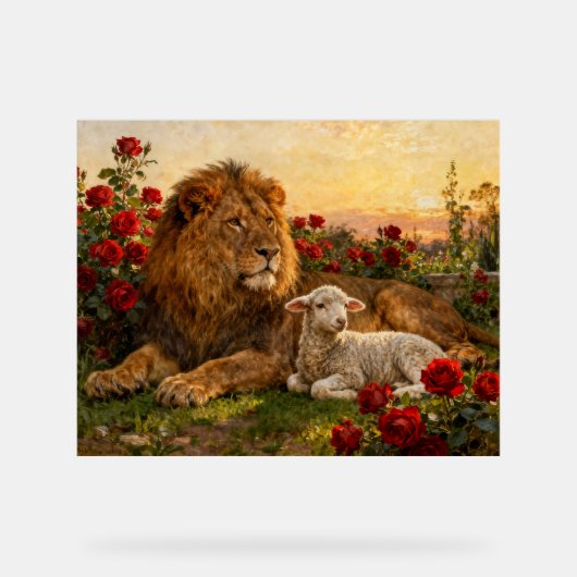 Lion & Lamb in the Roses アクリルサイン (正面)