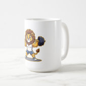 Lion Lifting Light Weights – Cute Gym Animal Illus コーヒーマグカップ (正面右)