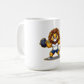 Lion Lifting Light Weights – Cute Gym Animal Illus コーヒーマグカップ (正面左)
