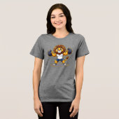 Lion Lifting Light Weights – Cute Gym Animal Illus トライブレンドＴシャツ (正面全面)