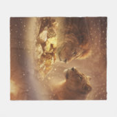 Lion & Lioness Gold Glow — Fleece Blanket フリースブランケット (正面(横))