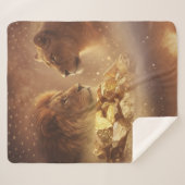 Lion & Lioness Gold Glow —Sherpa  Blanket シェルパブランケット (正面(横))