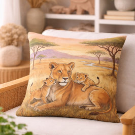 Lion Mama And Cub Safari Animals  クッション