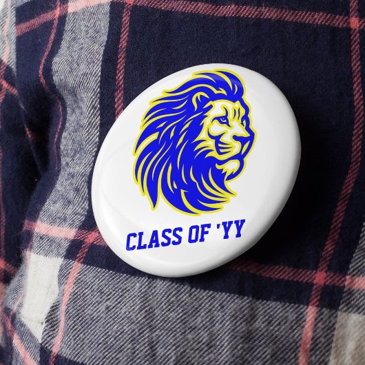 Lion Mascot Blue Yellow and White Spirit Button 缶バッジ