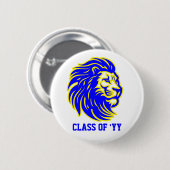 Lion Mascot Blue Yellow and White Spirit Button 缶バッジ (正面&裏面)