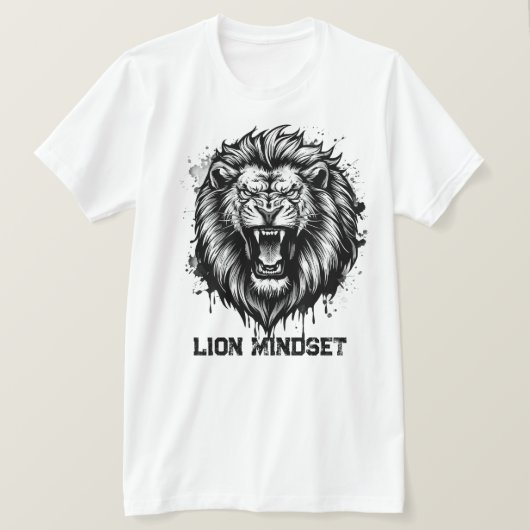 Lion Mindset Powerful Lion Graphic Animal Tシャツ (デザイン正面)