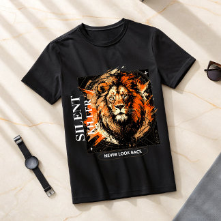 Lion Never Look Back T-Shirt Motivational Alpha  Tシャツ