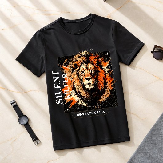 Lion Never Look Back T-Shirt Motivational Alpha  Tシャツ