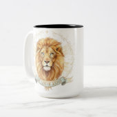 Lion of Judah Biblical Watercolor Two-Tone Mug ツートーンマグカップ (正面左)