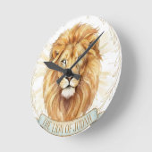 Lion of Judah Biblical Watercolor Wall Clock ラウンド壁時計 (傾斜)