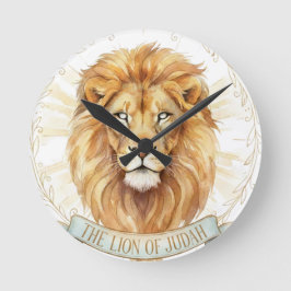 Lion of Judah Biblical Watercolor Wall Clock ラウンド壁時計