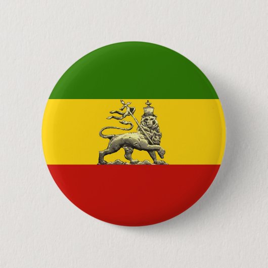 Lion of Judah Button Rastafarian Reggae Colors 缶バッジ (正面)