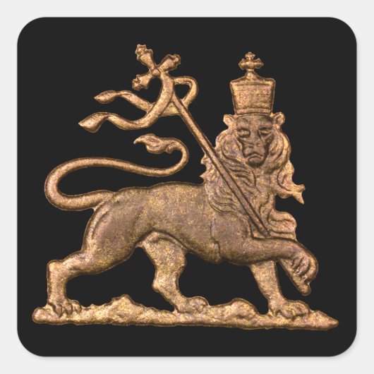 Lion of Judah - Haile Selassie - Jah Rasta Sticker スクエアシール (正面)