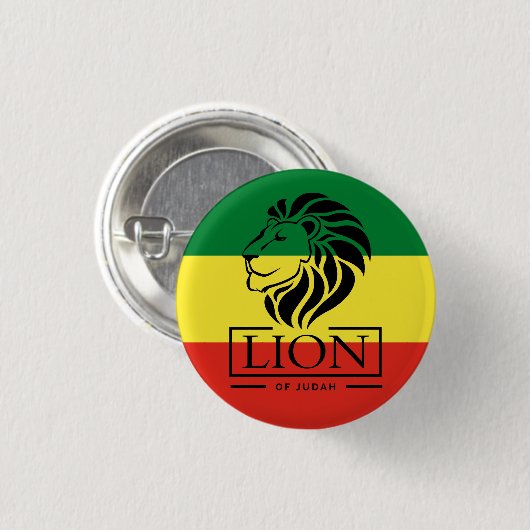 Lion of Judah - Haile Selassie - Rastafari Button 缶バッジ (正面&裏面)