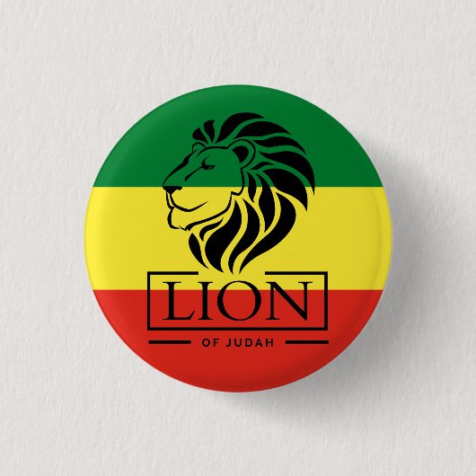 Lion of Judah - Haile Selassie - Rastafari Button 缶バッジ (正面)