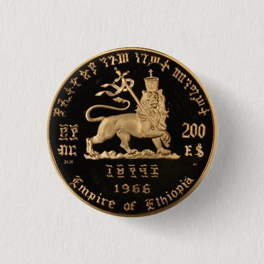 Lion of Judah - Haile Selassie - Rastafari Button 缶バッジ (正面)