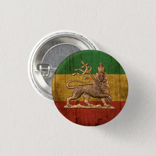 Lion of Judah - Haile Selassie - Rastafari Button 缶バッジ (正面&裏面)