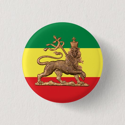 Lion of Judah - Haile Selassie - Rastafari Button 缶バッジ (正面)