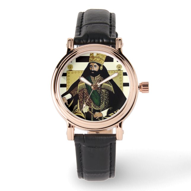 Lion of Judah Haile Selassie Rastafari Gold Watch  腕時計 (正面)